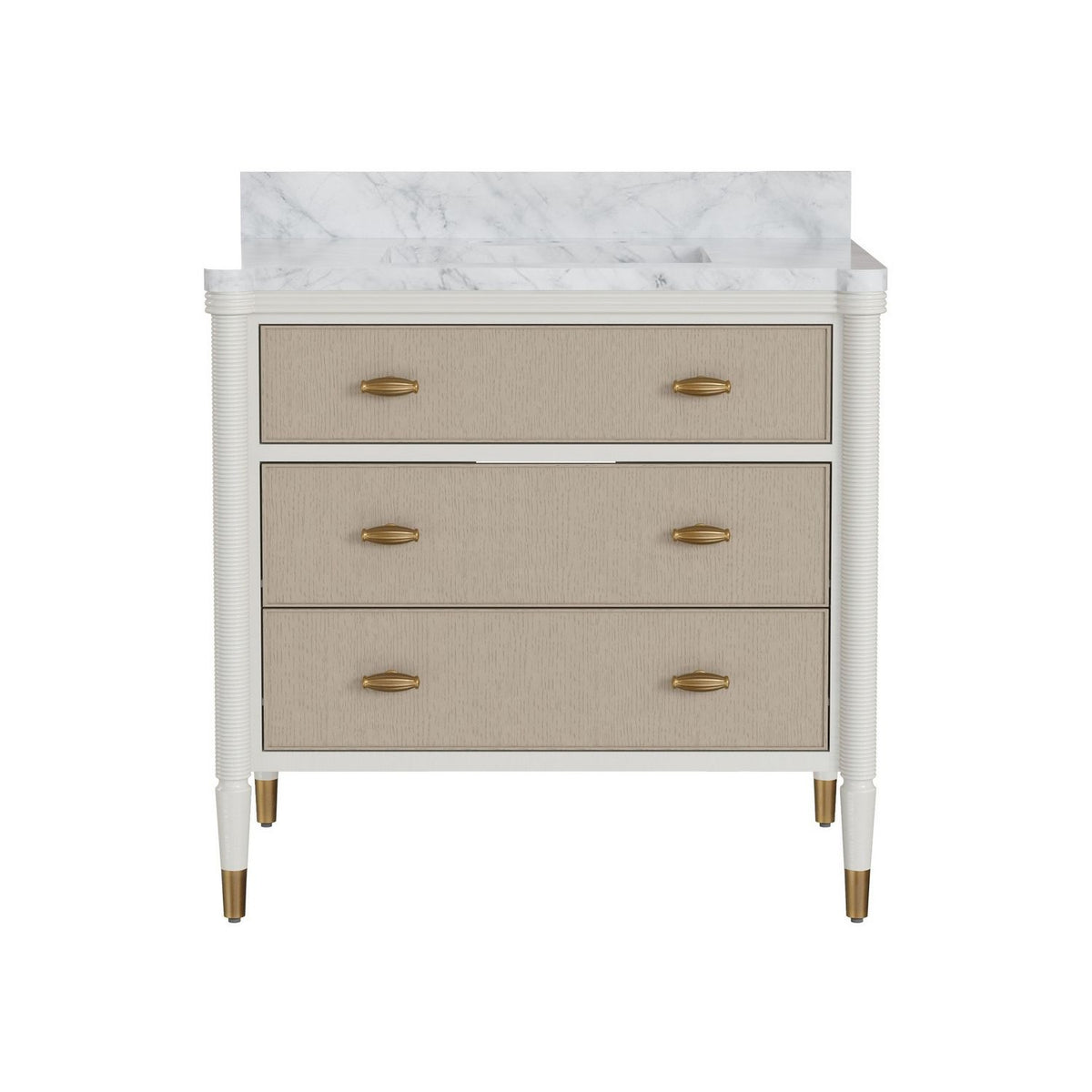 Currey and Company 3800-0018 Aster 36" Vanity with Rectangular Undermount Sink in Off-White/Fog/Natural/White/Polished Brass