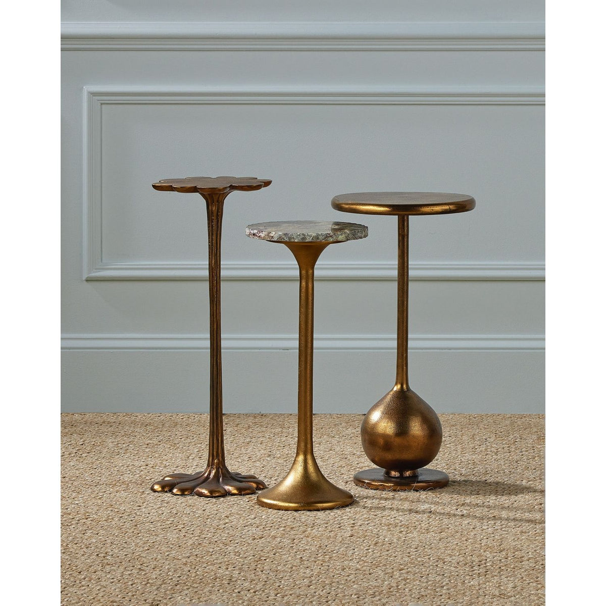 Currey and Company 4000-0248 Carillon Accent Table in Antique Brass