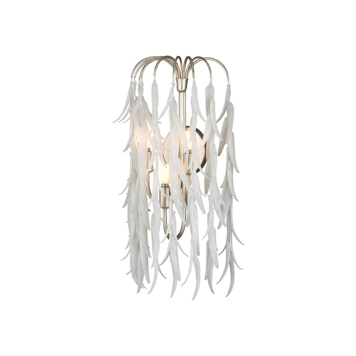 Currey and Company 5000-0286 Glen Arbor Wall Sconce in White/Contemporary Silver Leaf/Contemporary Silver