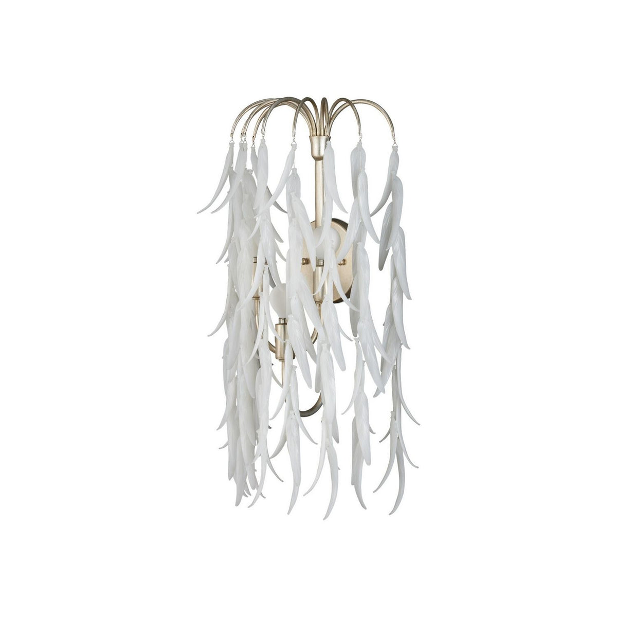 Currey and Company 5000-0286 Glen Arbor Wall Sconce in White/Contemporary Silver Leaf/Contemporary Silver