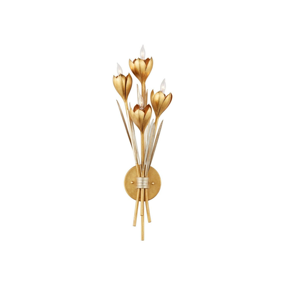 Currey and Company 5000-0289 Hortensia Wall Sconce in Contemporary Gold Leaf/Contemporary Gold/Contemporary Silver Leaf