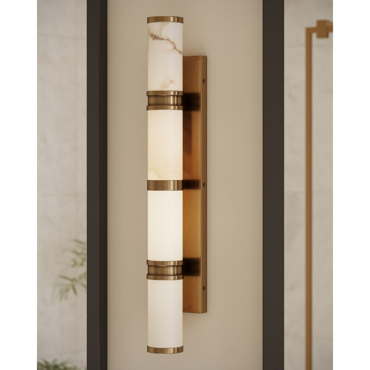 Currey and Company 5800-0079 Brenham Wall Sconce in Natural/Vintage Brass