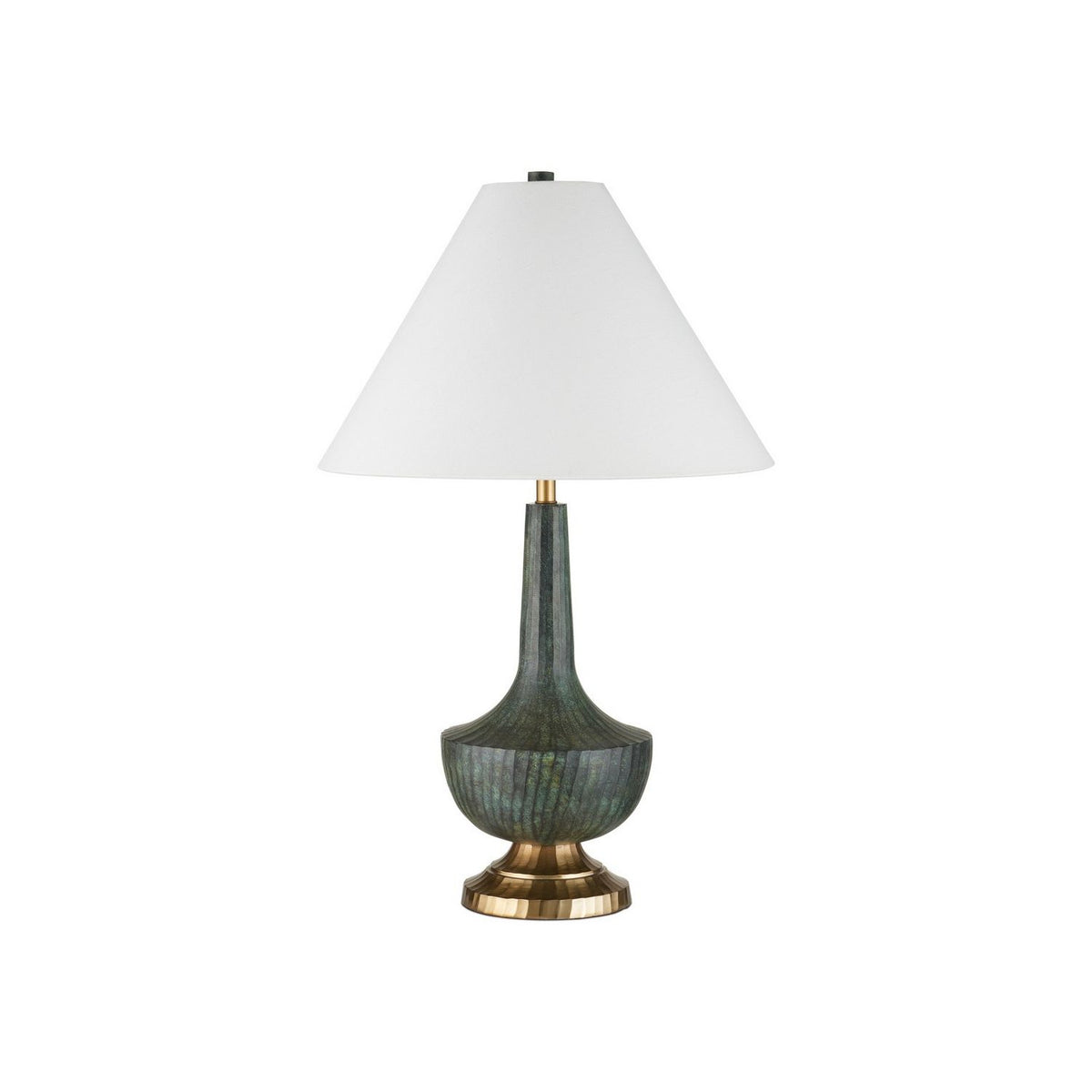 Currey and Company 6000-1060 Djinn Table Lamp in Verdigris/Antique Brass