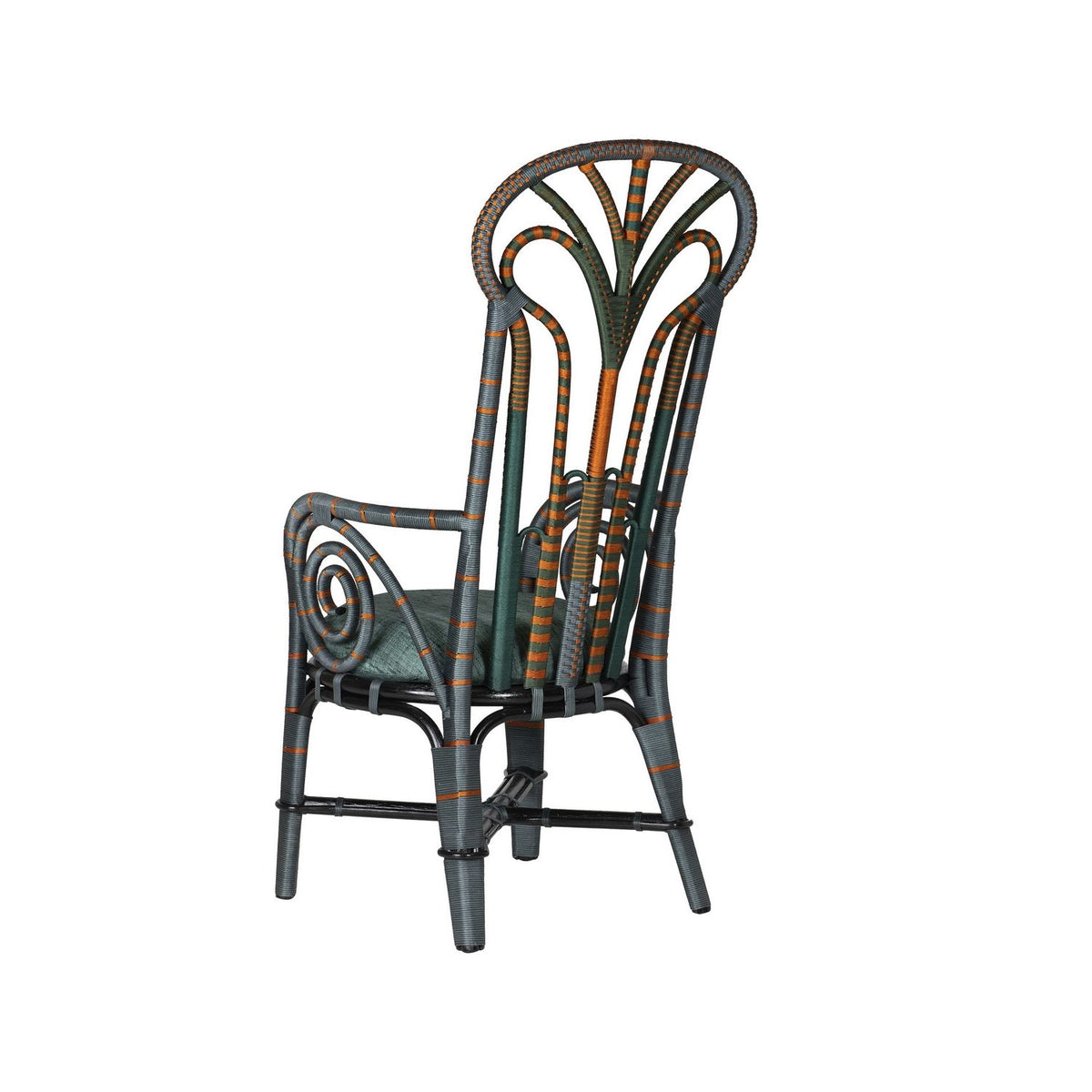 Currey and Company 7000-1052 Benin Throne Armchair in Green/Orange