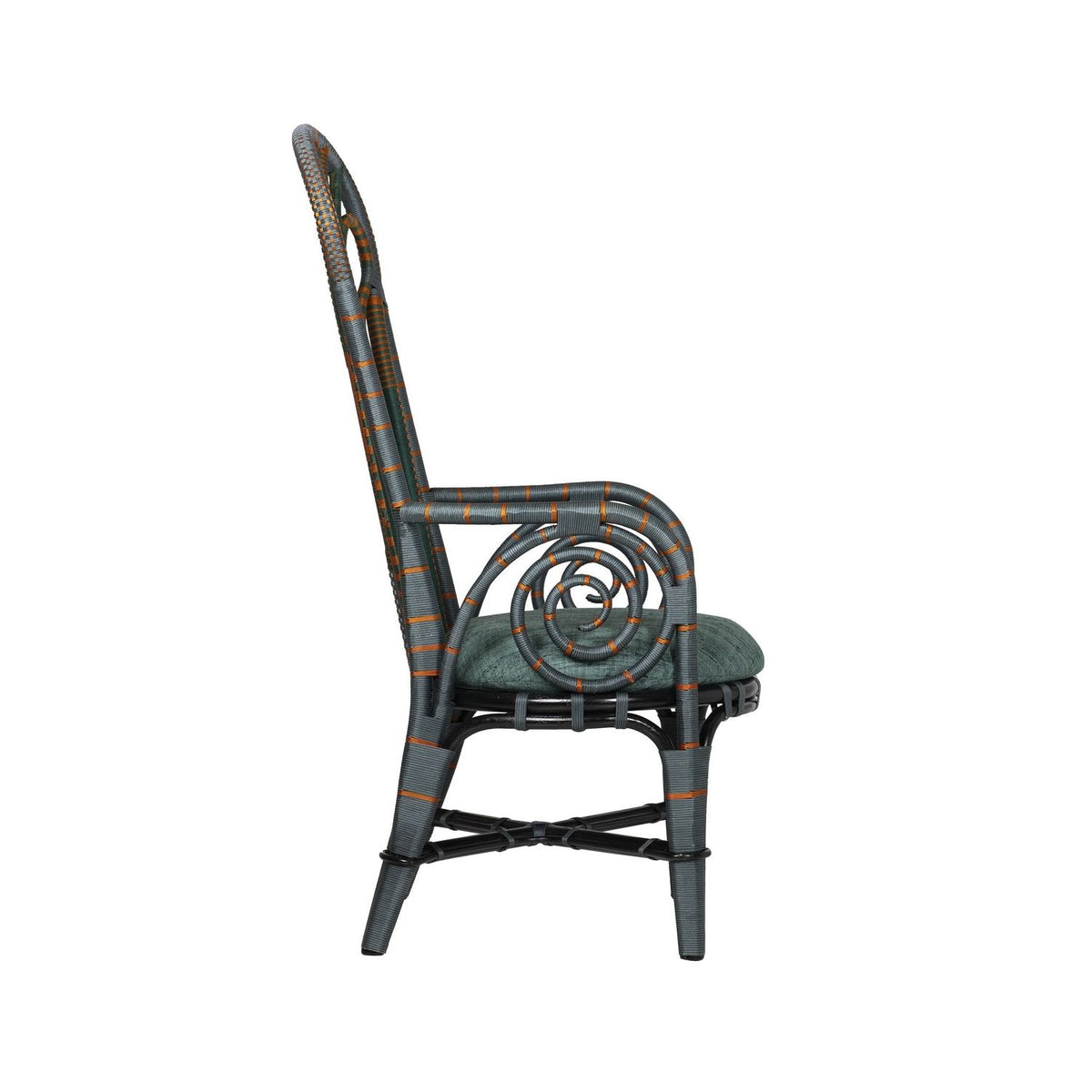 Currey and Company 7000-1052 Benin Throne Armchair in Green/Orange