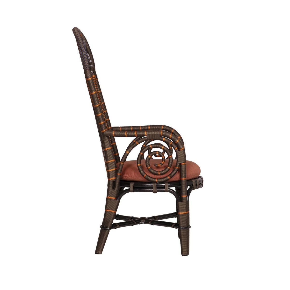 Currey and Company 7000-1062 Benin Throne Armchair in Brown/Orange