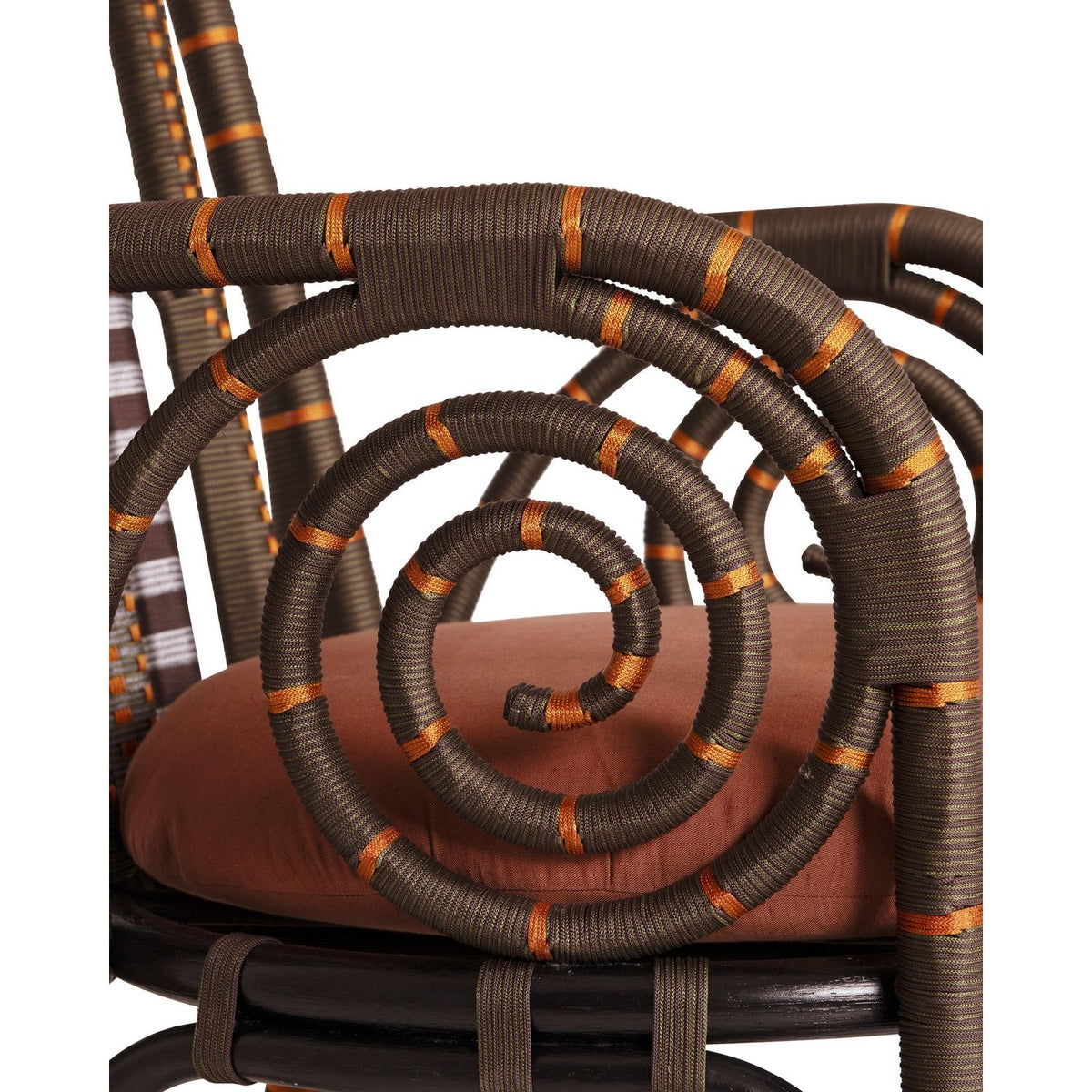 Currey and Company 7000-1062 Benin Throne Armchair in Brown/Orange