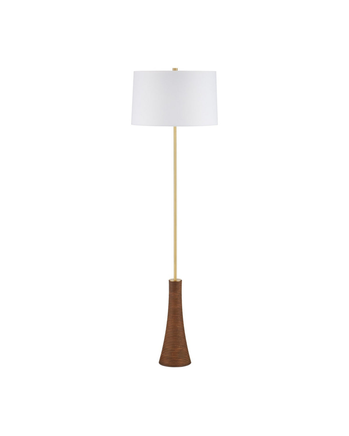 Currey and Company 8000-0175 Lathe Floor Lamp in Natural/Brushed Brass