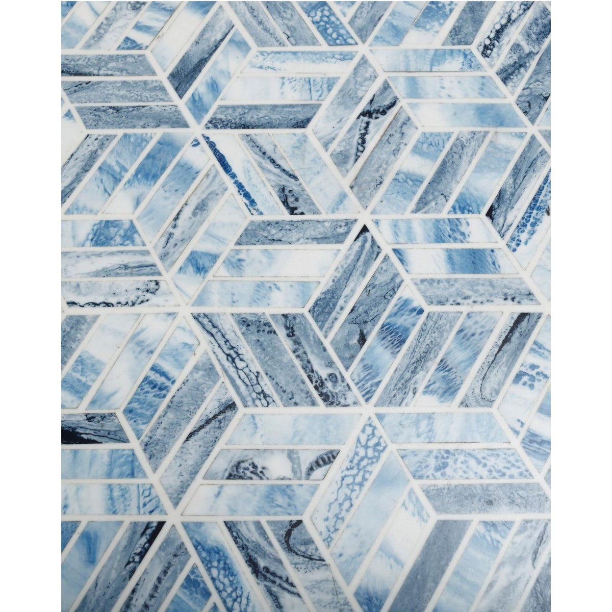 Currey and Company 1200-1136 Chance Square Tray in Blue/Natural White