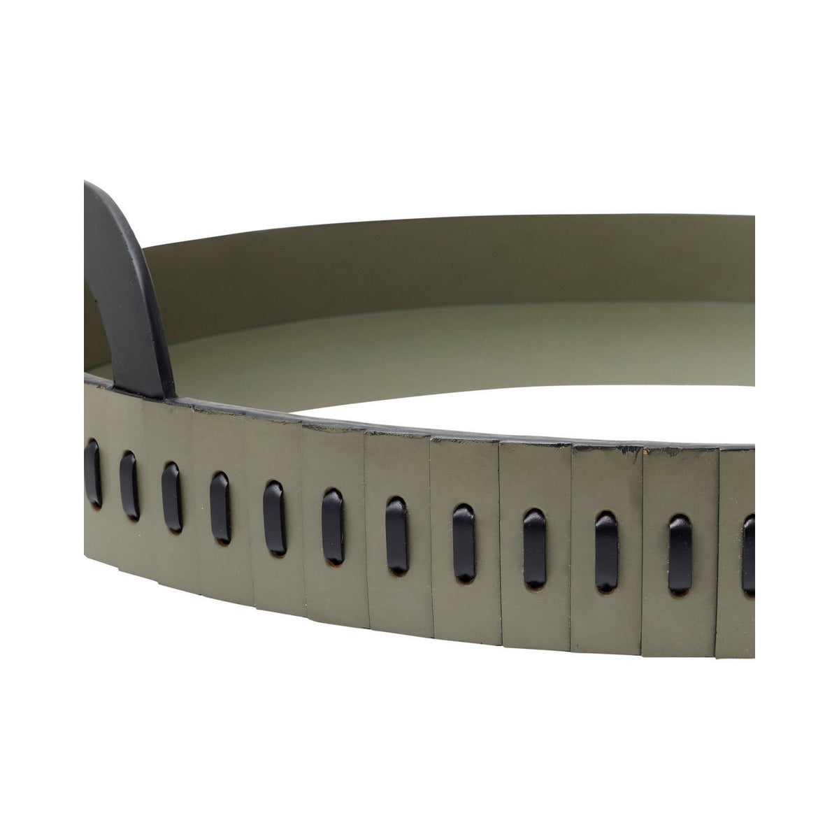 Currey and Company 1200-1146 Cuoio Round Tray in Green/Black
