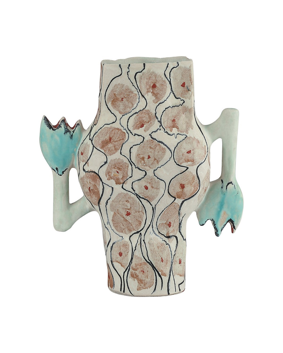 Currey and Company 1200-1162 Tuliette Vase in Blue/Off-White/Pink/Black