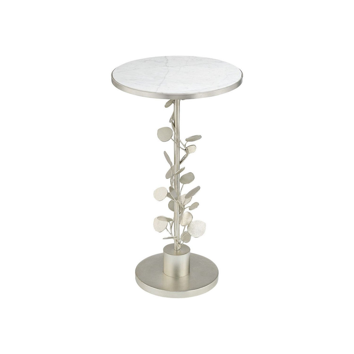 Currey and Company 4000-0260 Lunaria Accent Table in Antique Silver Leaf/Natural