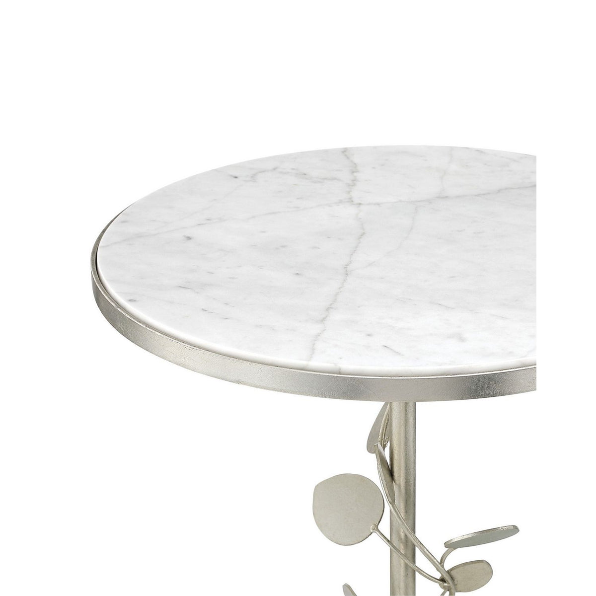Currey and Company 4000-0260 Lunaria Accent Table in Antique Silver Leaf/Natural