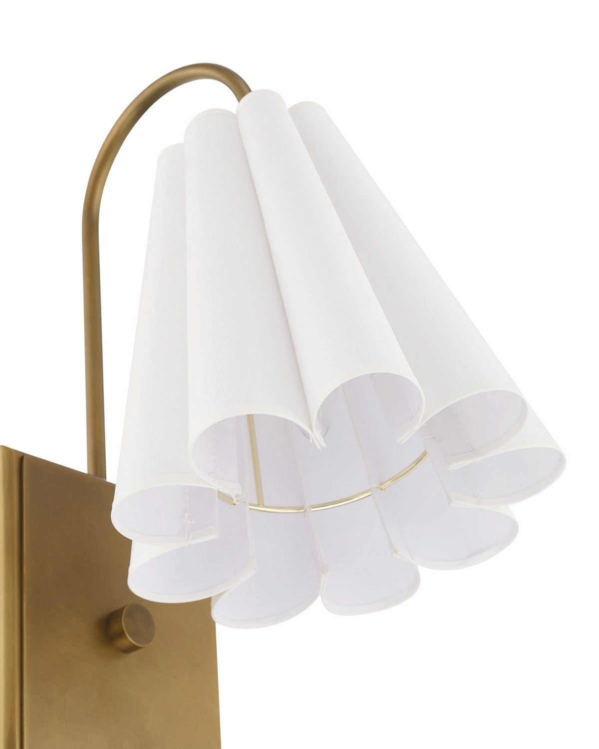 Currey and Company 5000-0315 Blithe Wall Sconce in Off-White/Coffee Brass