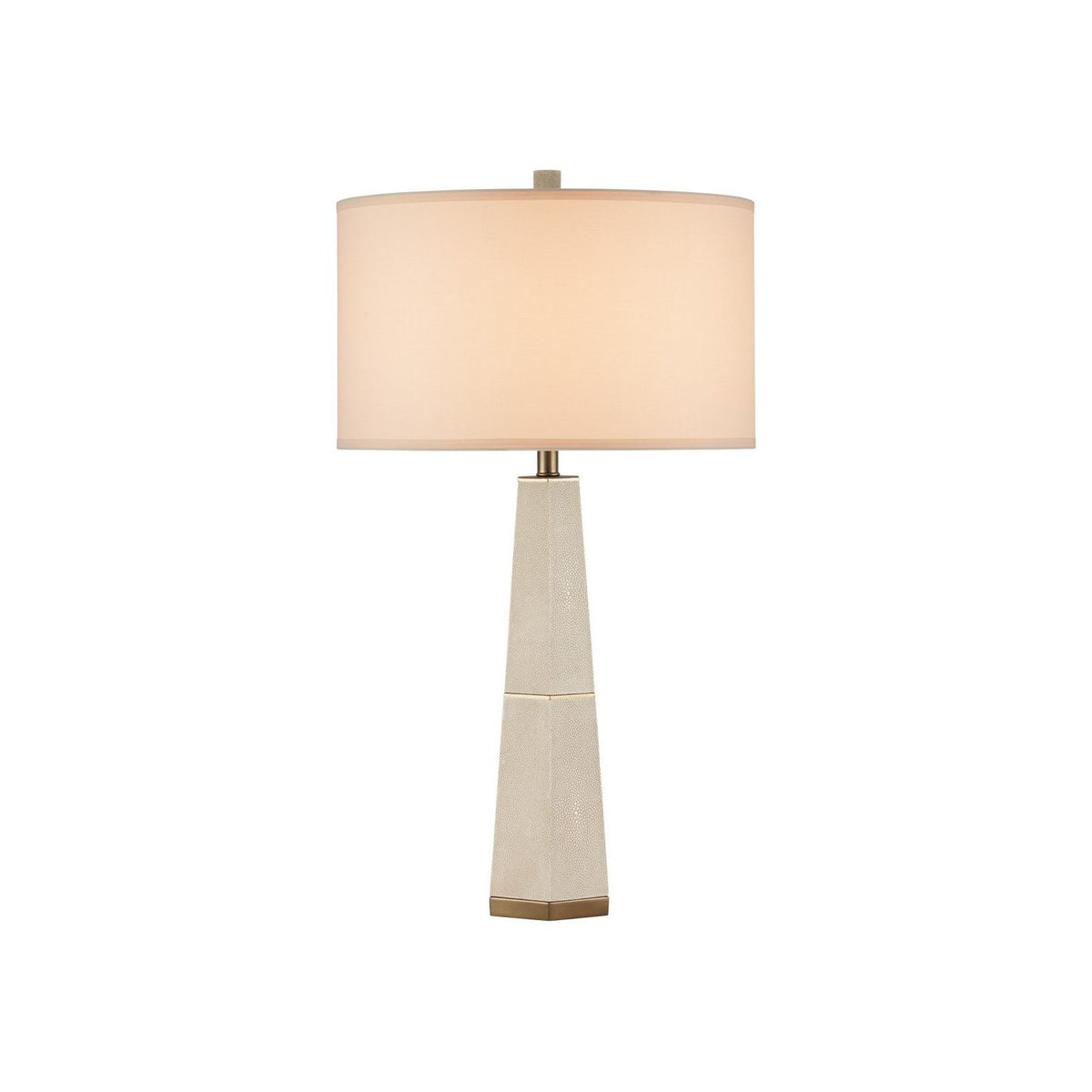 Currey and Company 6000-1082 Galuchat Table Lamp in Ivory Faux Shagreen/Brass