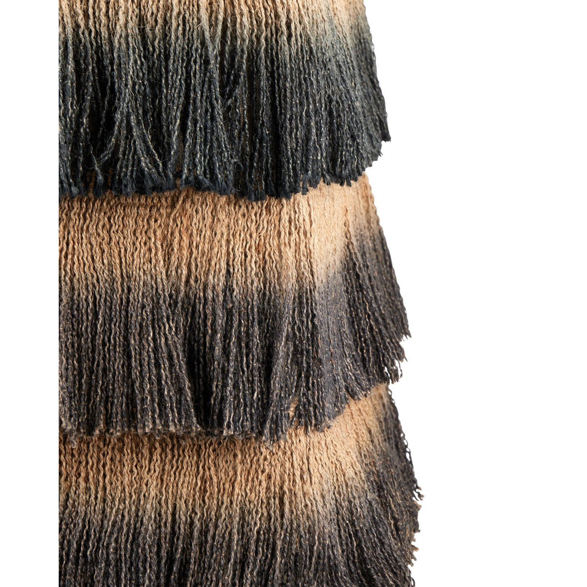 Currey and Company 7000-1312 Jute Fringe Ottoman in Black/Beige