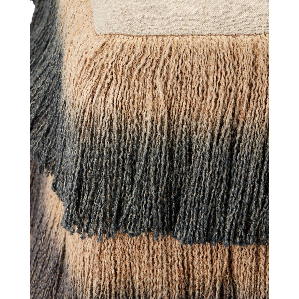 Currey and Company 7000-1312 Jute Fringe Ottoman in Black/Beige