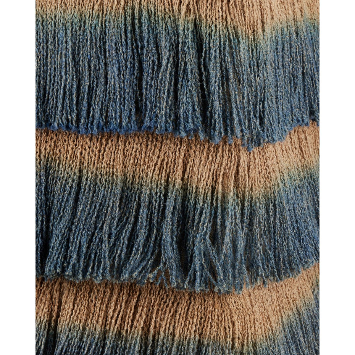 Currey and Company 7000-1322 Jute Fringe Ottoman in Indigo/Beige