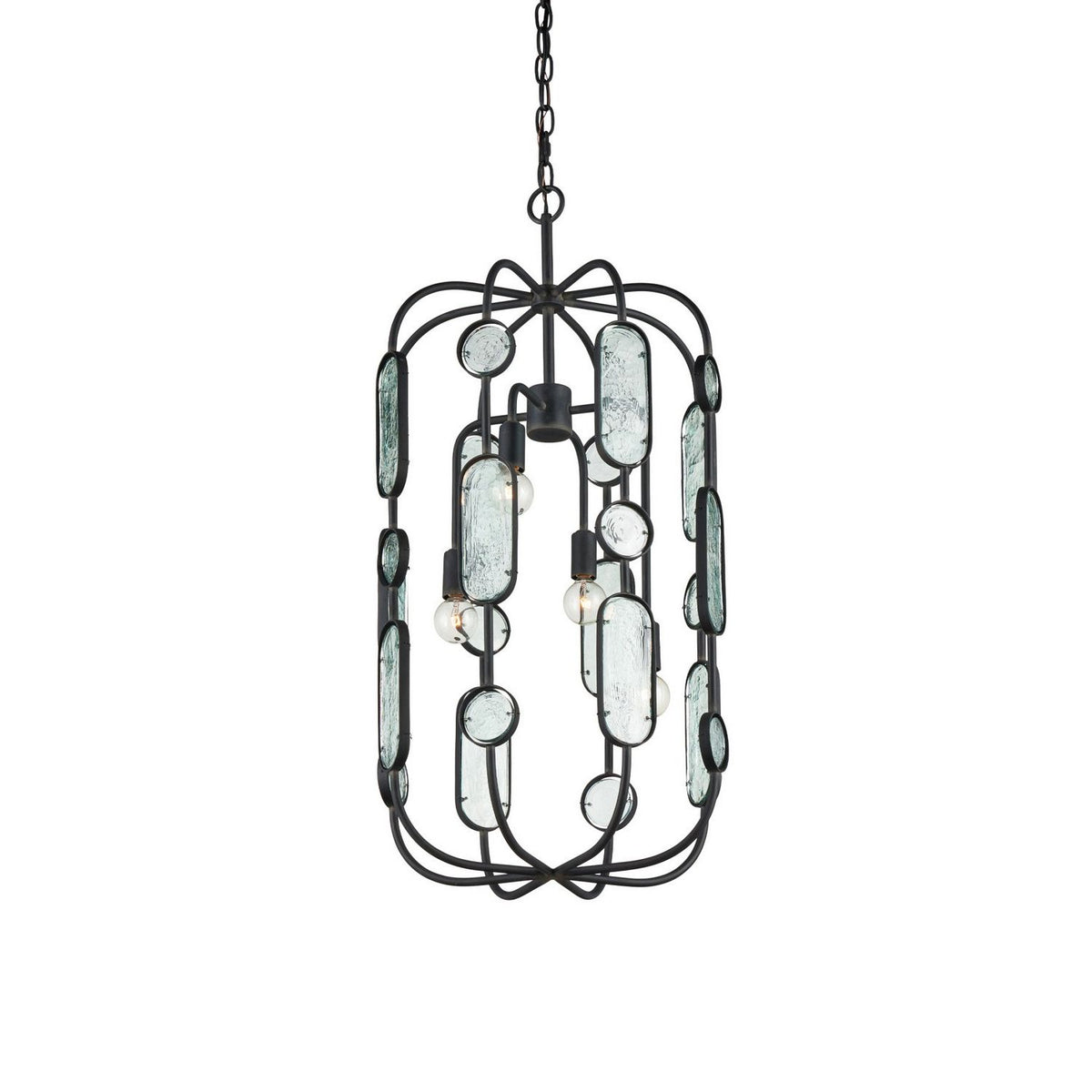Currey and Company 9000-1444 Ettore Chandelier in Clear/Blacksmith