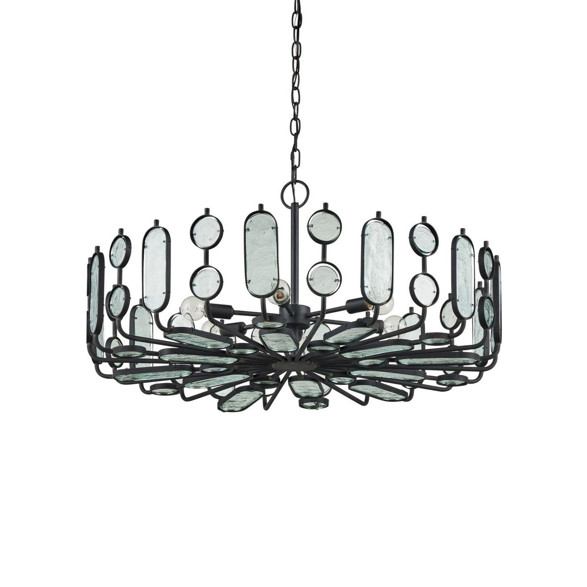 Currey and Company 9000-1445 Ettore Chandelier in Clear/Blacksmith
