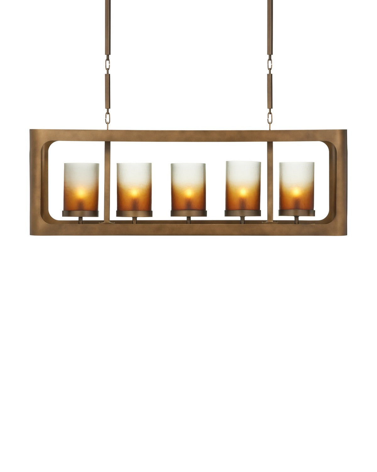 Currey and Company 9000-1451 Tenebroso Rectangular Chandelier in Smoke Gold/Gold Luster