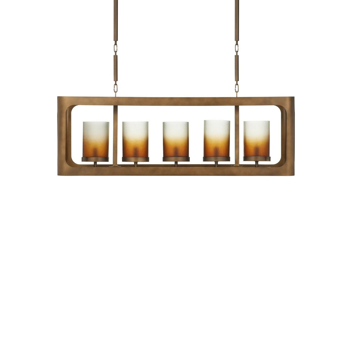 Currey and Company 9000-1451 Tenebroso Rectangular Chandelier in Smoke Gold/Gold Luster