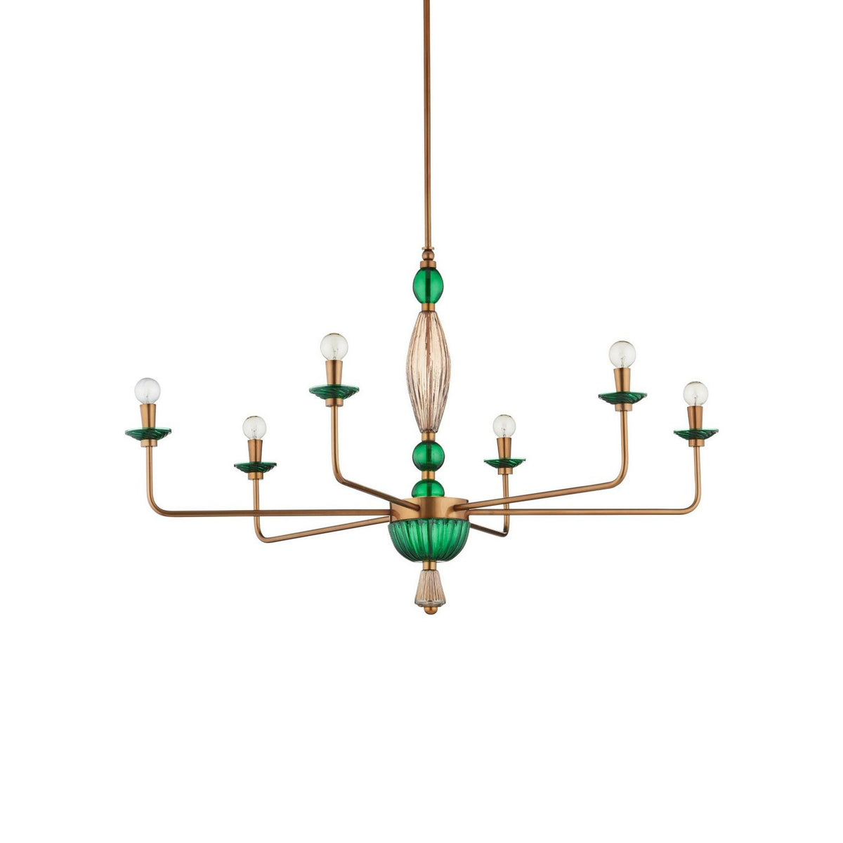 Currey and Company 9000-1453 Grasmere Chandelier in Green/Aged Gold/Gold Luster