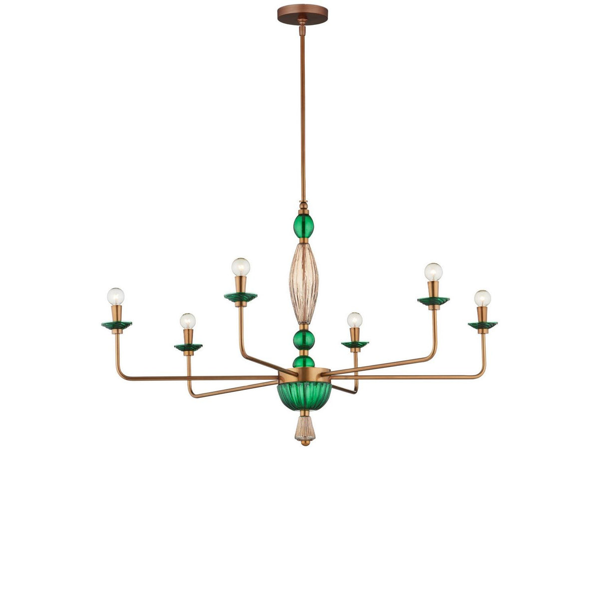 Currey and Company 9000-1453 Grasmere Chandelier in Green/Aged Gold/Gold Luster