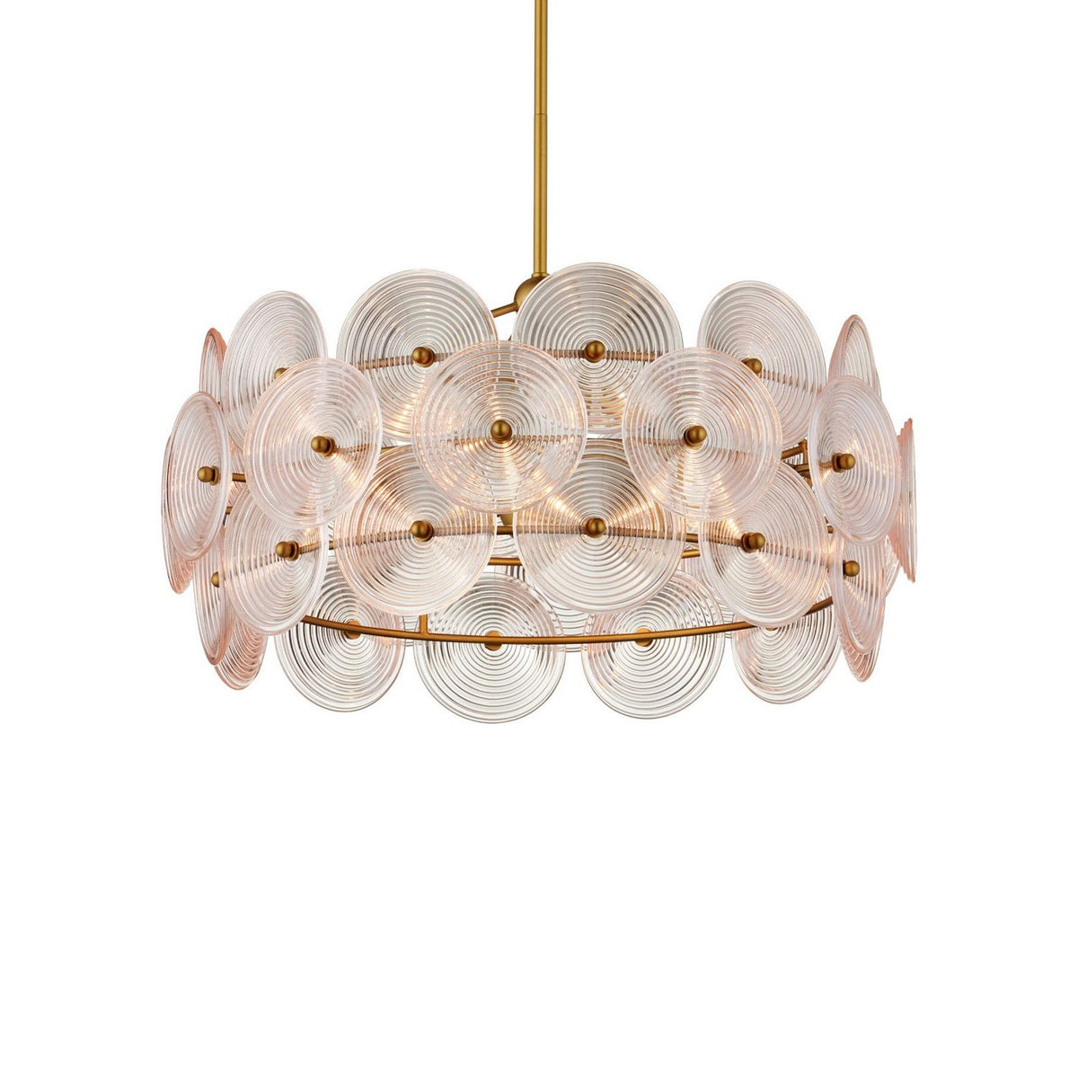 Currey and Company 9000-1459 Whirlwind Chandelier in Pale Pink/Brass