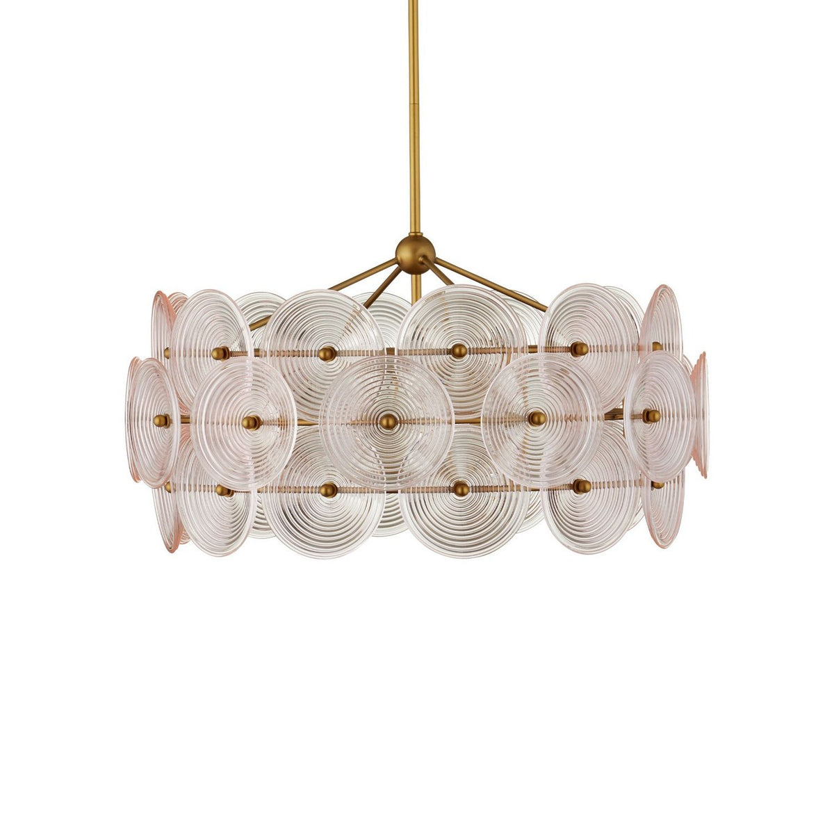 Currey and Company 9000-1459 Whirlwind Chandelier in Pale Pink/Brass