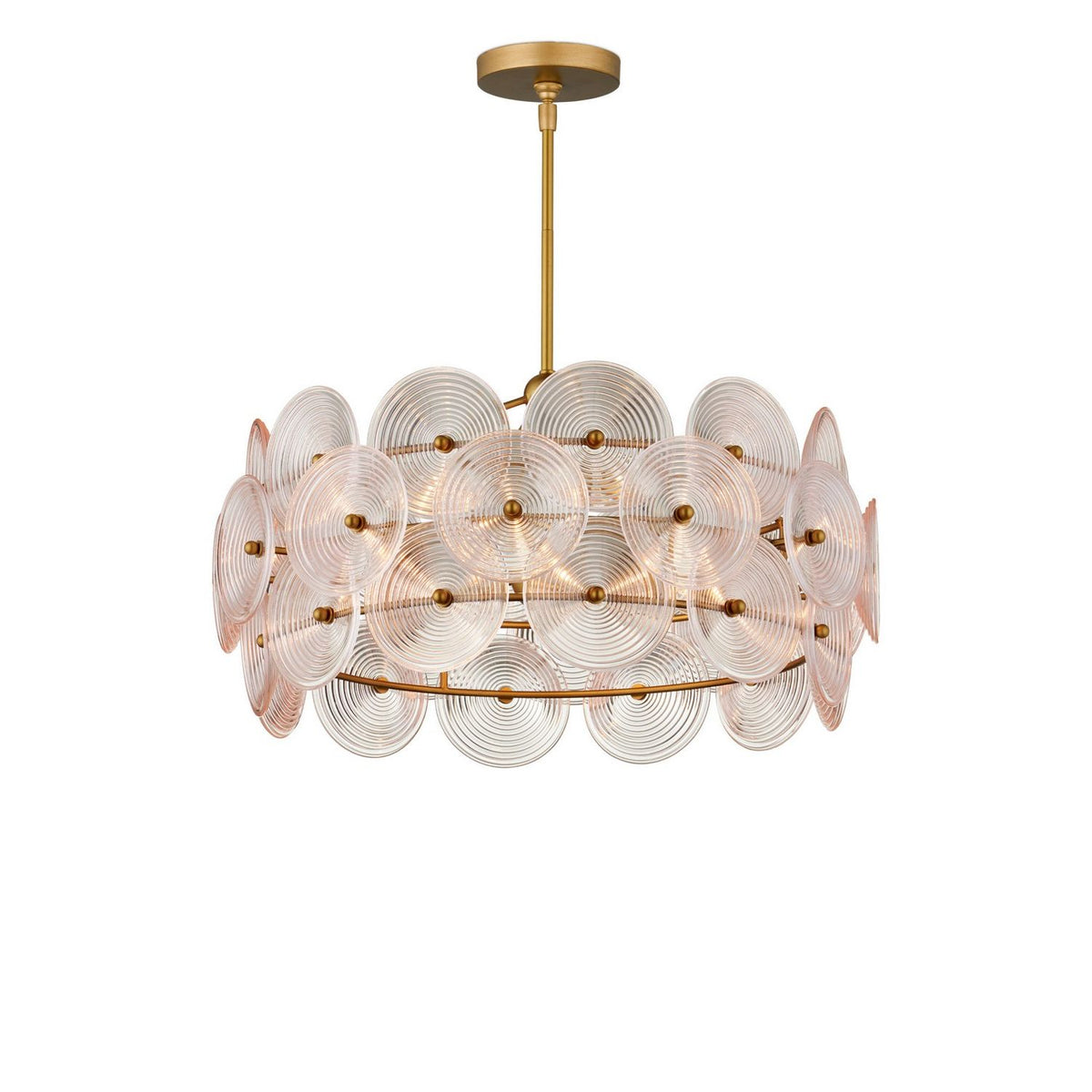 Currey and Company 9000-1459 Whirlwind Chandelier in Pale Pink/Brass