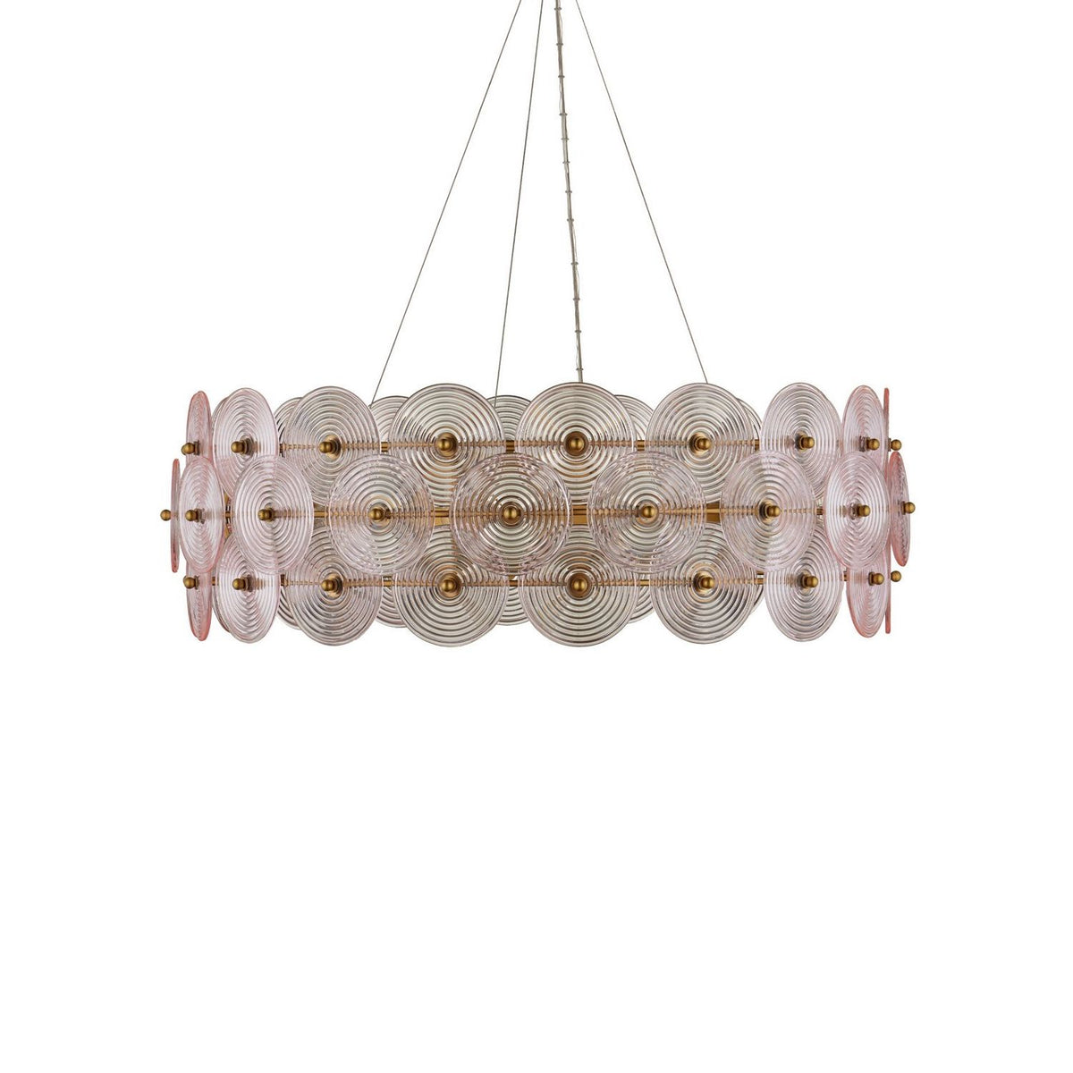 Currey and Company 9000-1461 Whirlwind Chandelier in Pale Pink/Brass