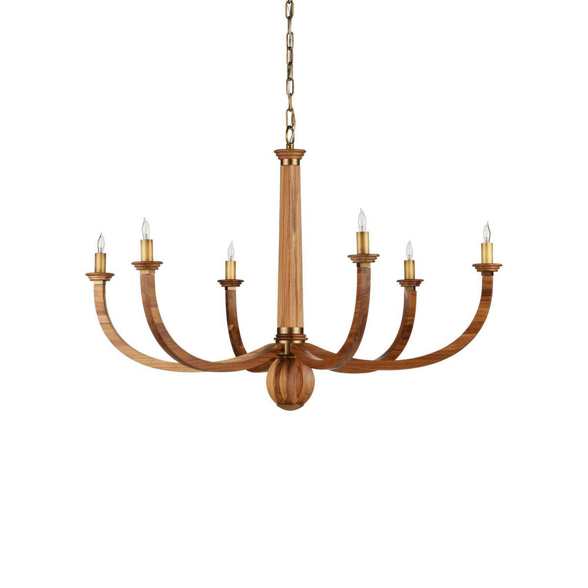 Currey and Company 9000-1463 Woodcroft Chandelier in Natural/Antique Brass
