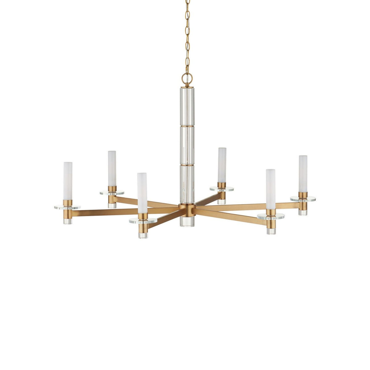 Currey and Company 9000-1464 Marcelo Chandelier in Clear/Antique Brass/White