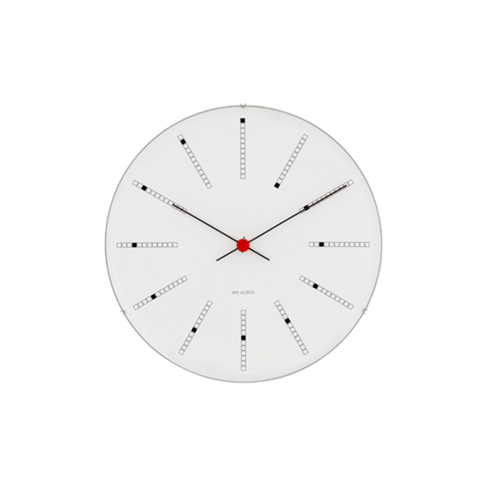 Arne Jacobsen Clocks 43620 Bankers Wall Clock in White/Black/Red