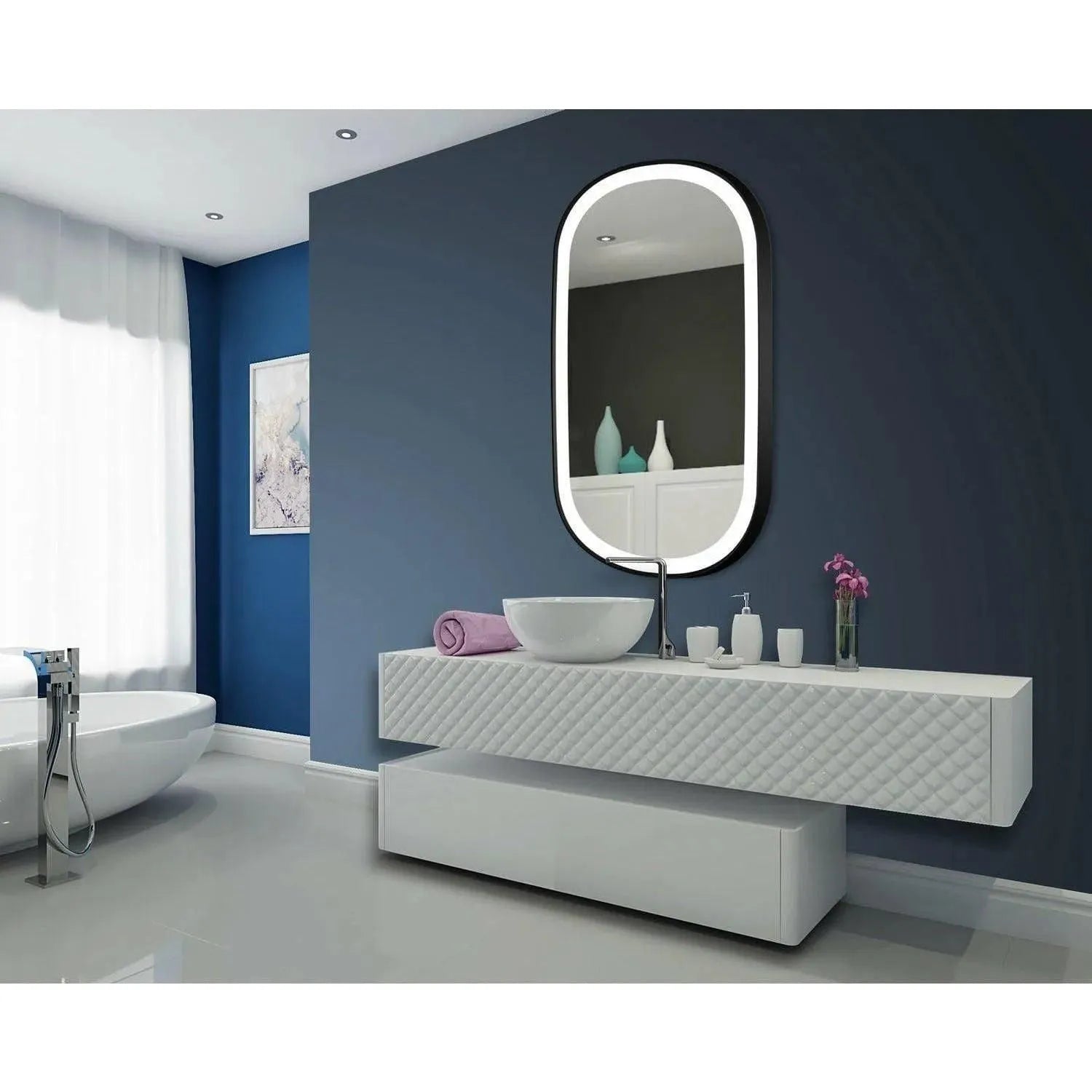 Paris Mirror - Chic Oval LED Mirror - CHICO32606000-BLK | The Rug District