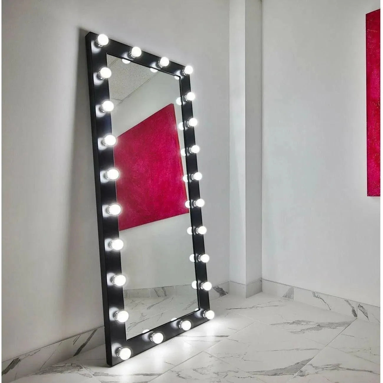 Paris Mirror - Hollywood Dressing LED Mirror - HDRES70283000-BLK | The Rug District