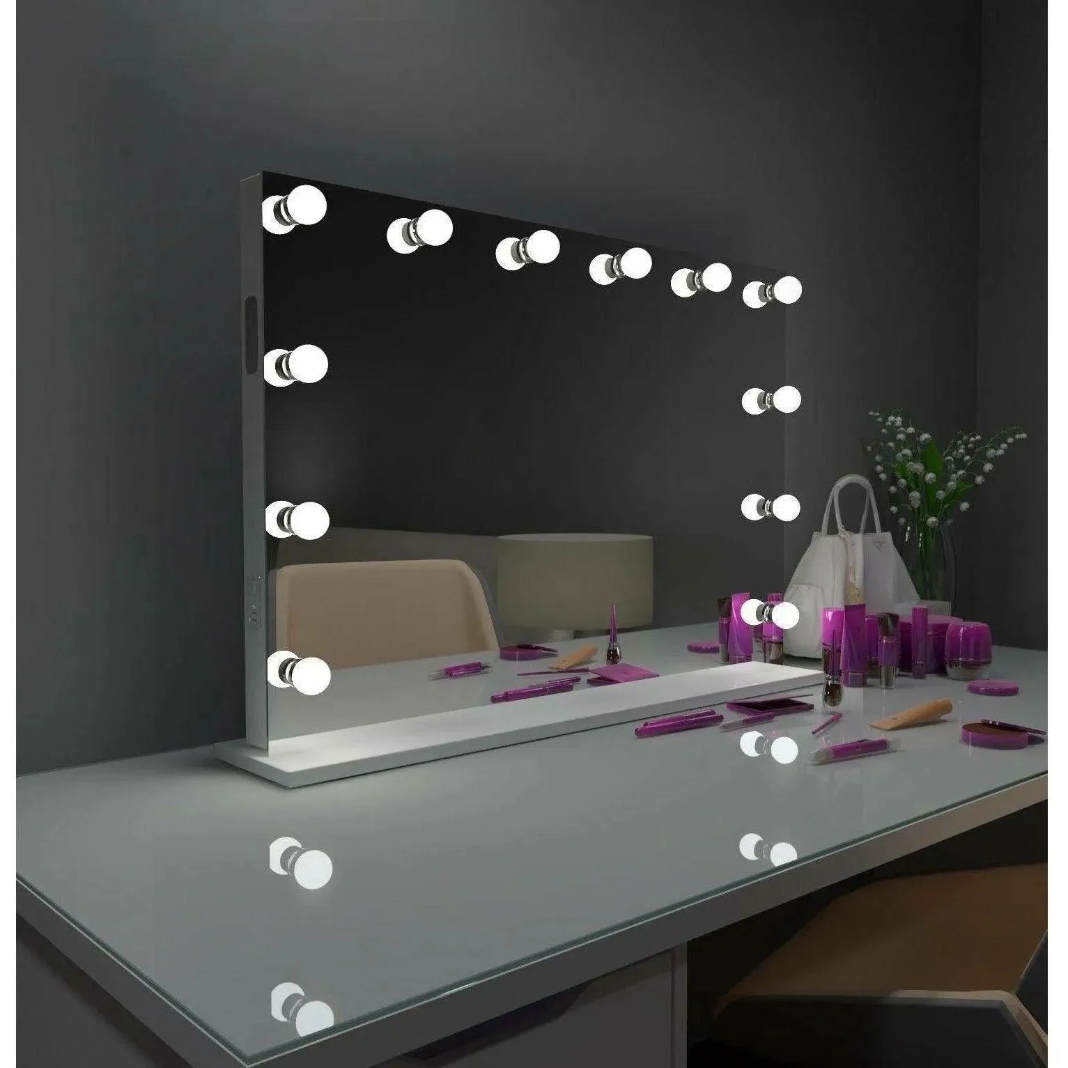 Paris Mirror - Hollywood Grace LED Mirror - HGRAC20263000-WHT | The Rug District