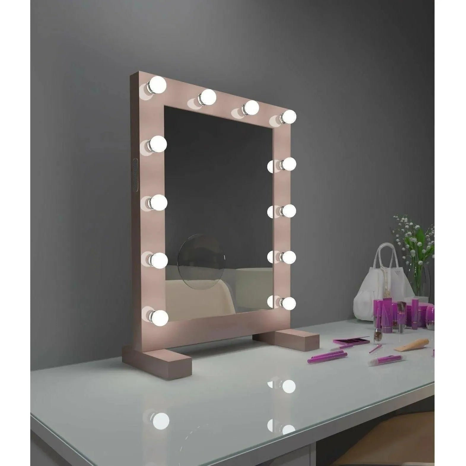 Paris Mirror - Hollywood Star LED Mirror - HSTAR24323000-PNK-BT | The Rug District