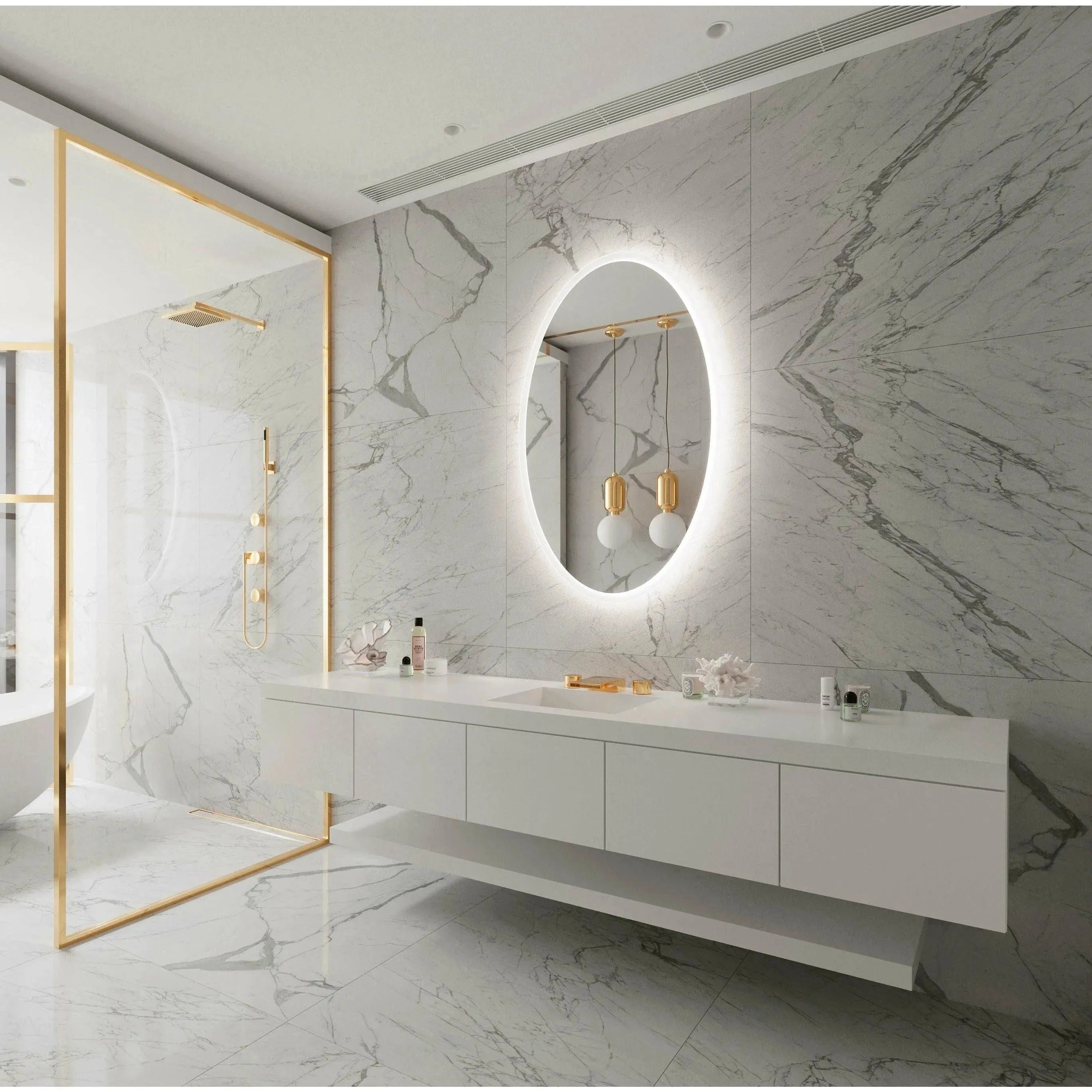 Paris Mirror - Oval Backlit LED Mirror - OVALX30483000 | The Rug District