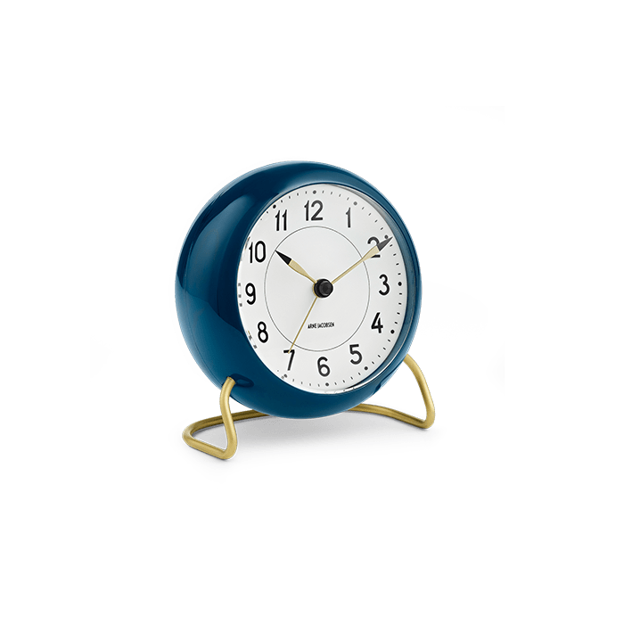 Arne Jacobsen Clocks 43678 Station Table Clock in Teal/White