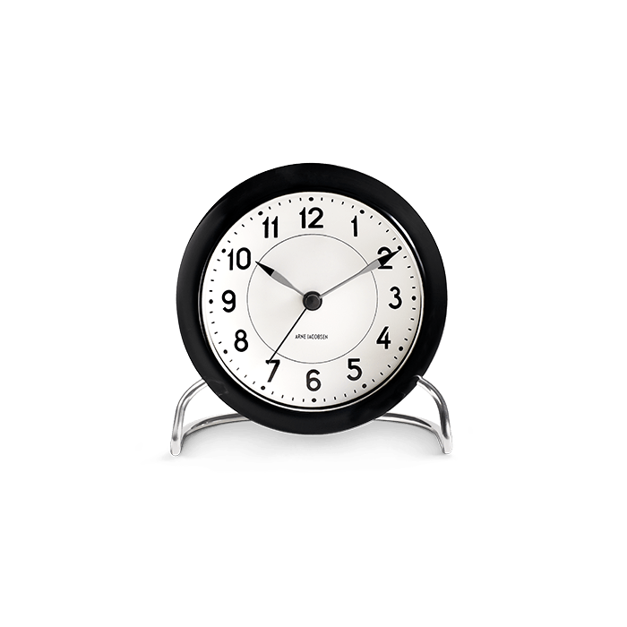 Arne Jacobsen Clocks 43672 Station Table Clock in White/Black
