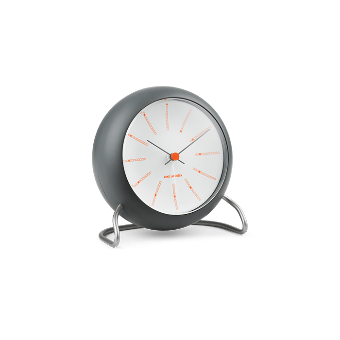 Arne Jacobsen Clocks 43694 Bankers Table Clock in Dark Grey