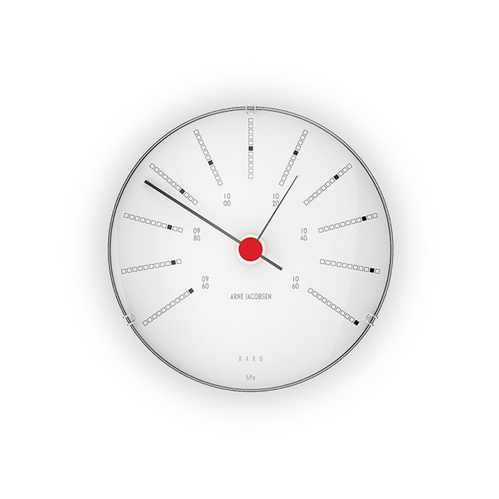 Arne Jacobsen Clocks 43686 Bankers Barometer in White/Black/Red