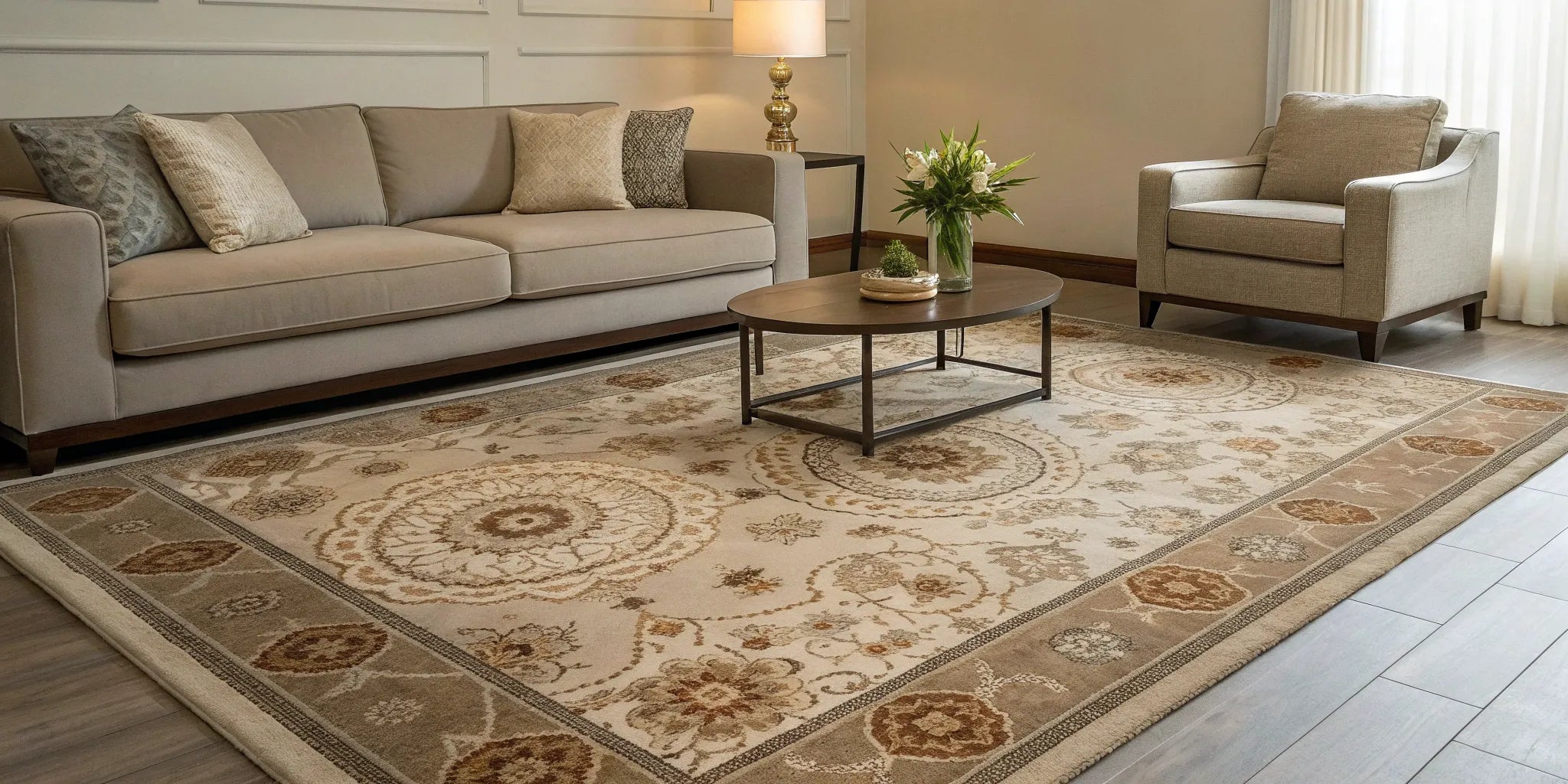 5x7 rug in living room.