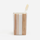 Pigeon and Poodle PP000266 Ashford Brush Holder in Striped Brown Bamboo/White Resin