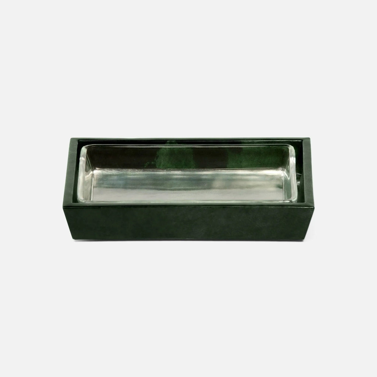 Pigeon and Poodle PP000396 Carlow Soap Dish in Emerald Gloss Vellum Leather
