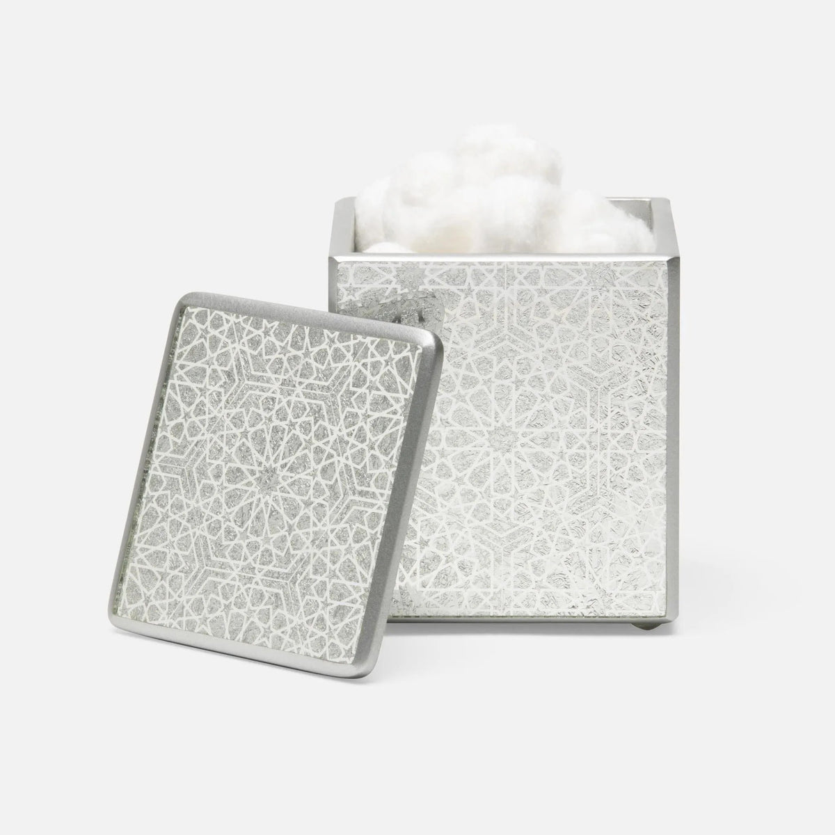 Pigeon and Poodle PP004153 Caro Bath Canister in Silver Medallion Painted Mirror