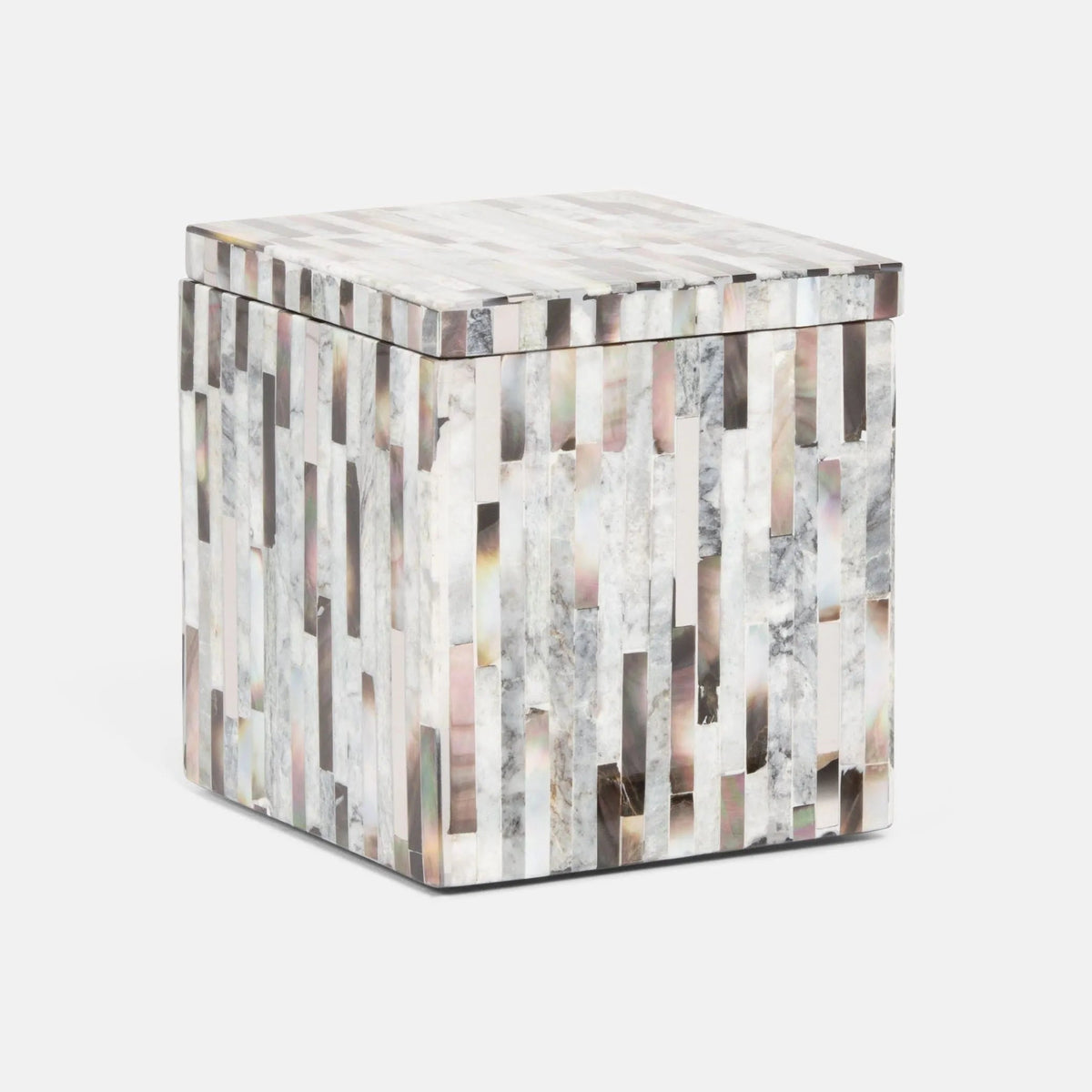 Pigeon and Poodle PP003972 Luzia Bath Canister in Silver Mix Romblon Stone/Shell