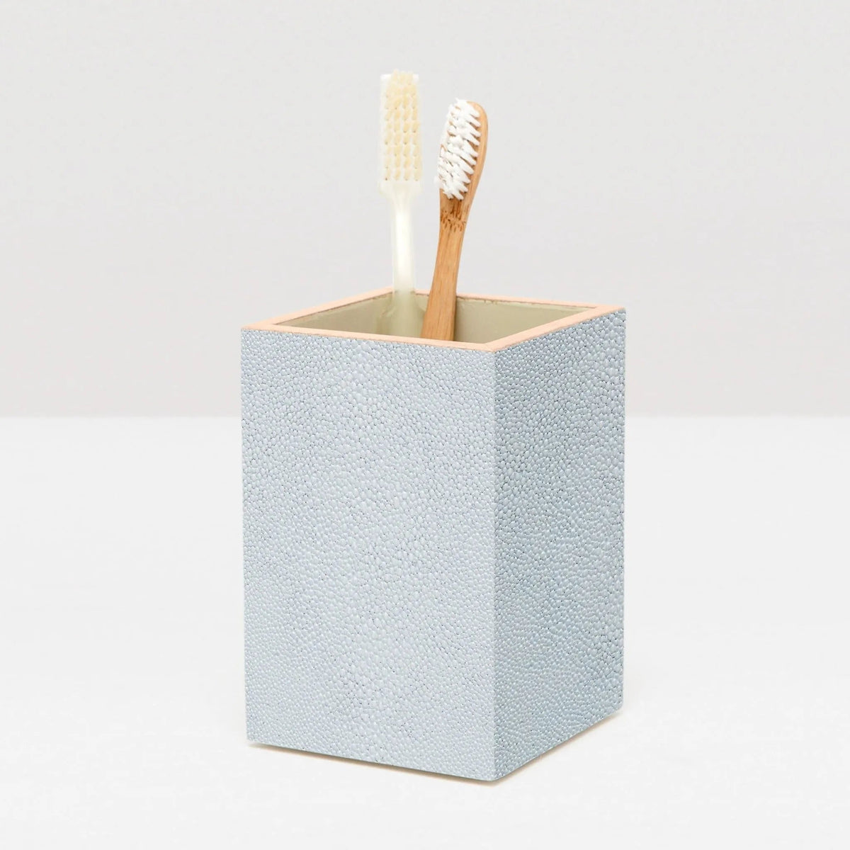 Pigeon and Poodle PP000937 Manchester Brush Holder in Cloud Gray Realistic Faux Shagreen